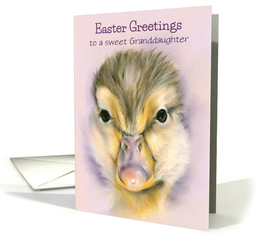 Easter Greetings Granddaughter Sweet Yellow Duckling Custom card