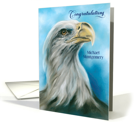 Personalized Name Congratulations Bald Eagle Yearning for Sky card