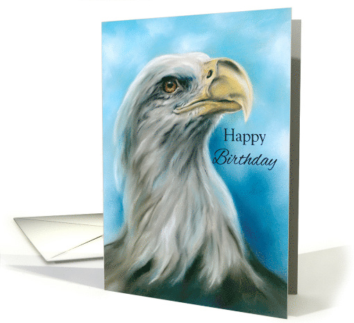 Happy Birthday Bald Eagle Yearning for Sky Pastel Bird Art card