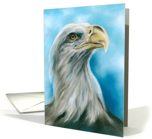 Any Occasion Bald Eagle Yearning for Sky Pastel Bird Art Blank card