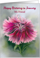 Friend January Birth Flower Dianthus Pink Carnation Personalized card