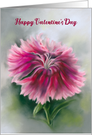 Happy Valentines Day Dianthus Red Pink Carnation Flower Pastel Art card