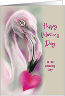 Valentine for Her Flamingo Heart Pastel Bird Art Personalized card