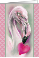 Any Occasion Flamingo with Heart Pastel Bird Art Blank card