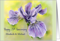 25th Year Wedding Anniversary Iris Purple Flower Pastel Personalized card