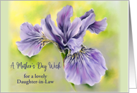 Mothers Day Daughter in Law Iris Purple Flower Pastel Custom Relative card