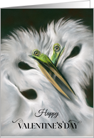 Valentines Day Egret Couple White Birds Love Pastel Art card