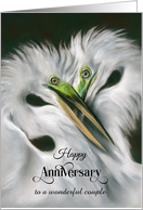 Wedding Anniversary Egret Couple White Birds Pastel Personalized card