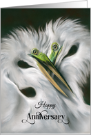Wedding Anniversary Egret Couple White Birds Pastel Art card
