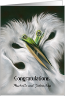 Marriage Congratulations Egret Couple White Birds Custom Names card