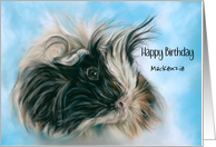 Personalized Name Birthday Cute Fluffy Guinea Pig Animal Art M card