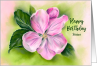 Sister Birthday Pink Apple Blossom Personalized Relative Pastel Art card