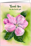 Thank You for Gift Pink Apple Blossom Pastel Flower Art Custom card