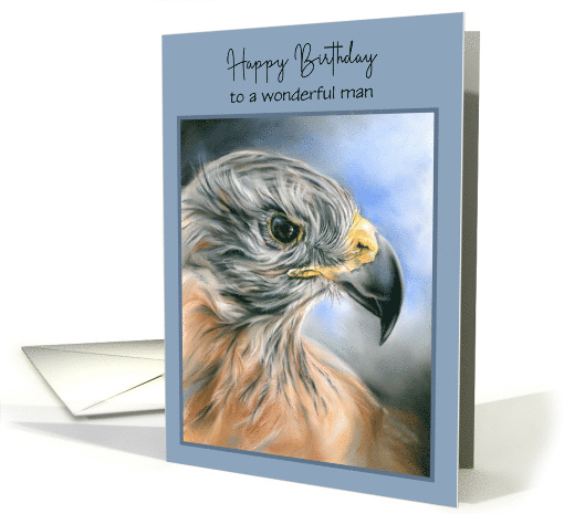 Birthday for Him Hawk Raptor Portrait Pastel Art Custom card (1726258)