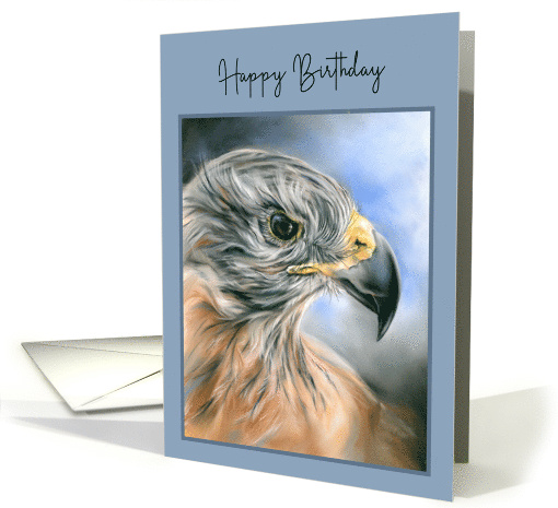 Happy Birthday Hawk Raptor Portrait Pastel Art card (1726266)