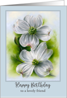 Friend Birthday White Dogwood Pair Spring Flower Personalized card