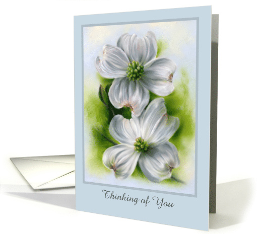 Thinking of You White Dogwood Pair Spring Flower Pastel Custom card