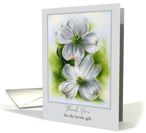 Thank You for Gift White Dogwood Pair Spring Pastel Flower Custom card