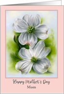 Mothers Day Mom White Dogwood Pair Spring Pastel Flower Custom card