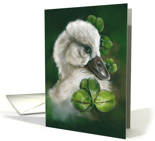 Any Occasion Swan Chick Pastel Cute Bird Art Blank card (1728364)