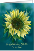 Sister Birthday Sunflower Yellow Flower Pastel Art Custom Relative card