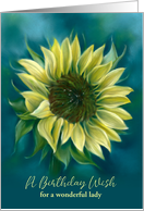 Birthday Wish for Her Sunflower Yellow Flower Pastel Art Personalized card