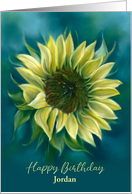 Custom Name Birthday Sunflower Yellow Flower Pastel Art J card
