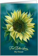 Feel Better Soon Friend Sunflower Yellow Flower Pastel Art Custom card