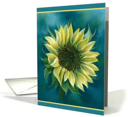 Any Occasion Sunflower Yellow Flower Pastel Art Blank card (1729062)
