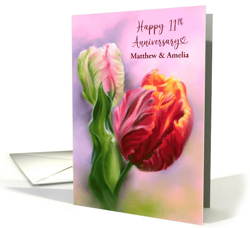 Marriage 11th Anniversary Colorful Spring Tulips Flower... (1729414)
