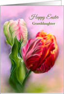 Easter Granddaughter Colorful Spring Tulips Flower Pastel Art Custom card