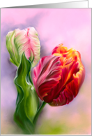 Any Occasion Colorful Spring Tulips Flower Pastel Art Blank card