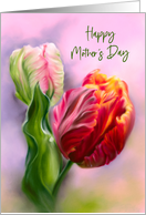 Mothers Day Colorful Spring Tulips Flower Pastel Art card