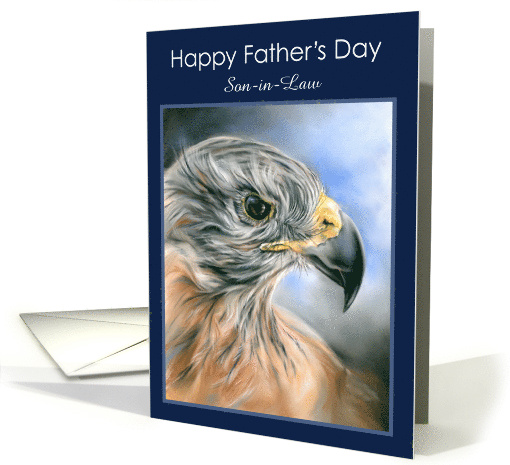Fathers Day for Son in Law Hawk Raptor Portrait Pastel Art Custom card