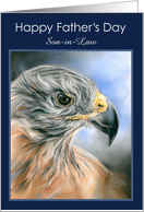 Fathers Day for Son in Law Hawk Raptor Portrait Pastel Art Custom card