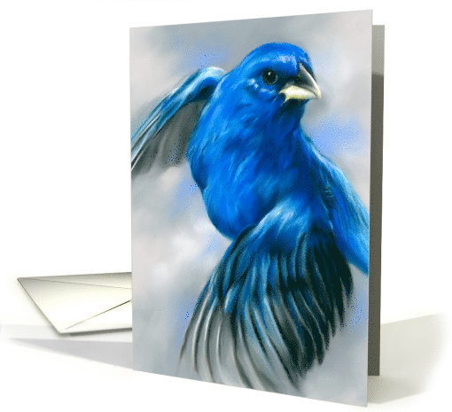 Any Occasion Indigo Bunting Blue Bird Pastel Art Blank card (1730218)