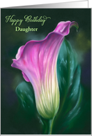 Birthday Daughter Pink Calla Lily Pastel Flower Art Custom card