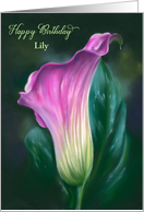 Personalized Name Birthday Pink Calla Lily Pastel Flower Art L card
