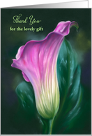 Thank you for Gift Pink Calla Lily Pastel Flower Art Custom card