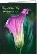 Mothers Day Daughter in Law Pink Calla Lily Pastel Flower Art Custom card