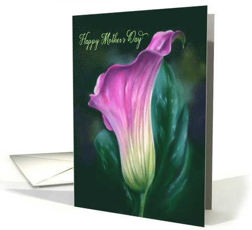Mothers Day Pink Calla Lily Pastel Flower Art card (1730904)