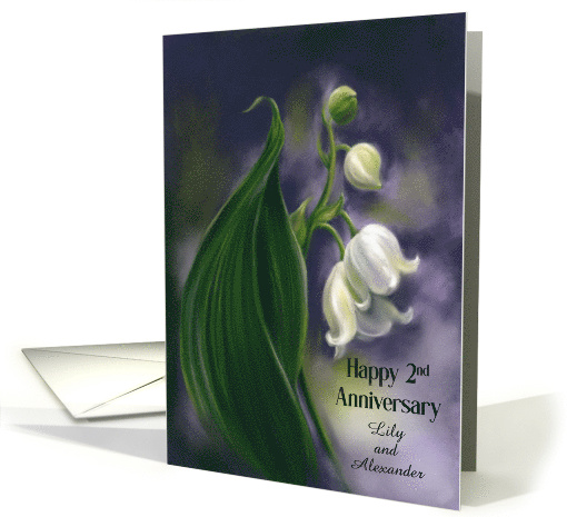 Second Anniversary Lily of the Valley White Flowers Personalized card