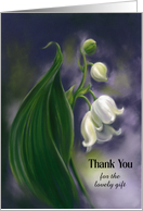 Thank You for Gift Lily of the Valley White Flowers Pastel Art Custom card