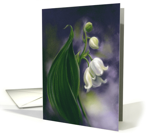 Any Occasion Lily of the Valley White Flowers Pastel Art Blank card
