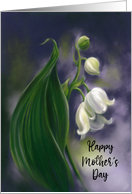 Mothers Day Lily of the Valley White Flowers Pastel Art card