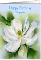 Personalized Name Birthday Sweet Bay Magnolia White Flower Art M card