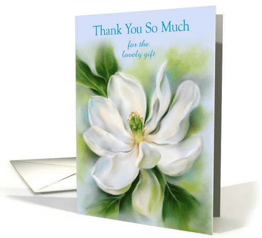Thank You for Gift Sweet Bay Magnolia White Flower Art Custom card