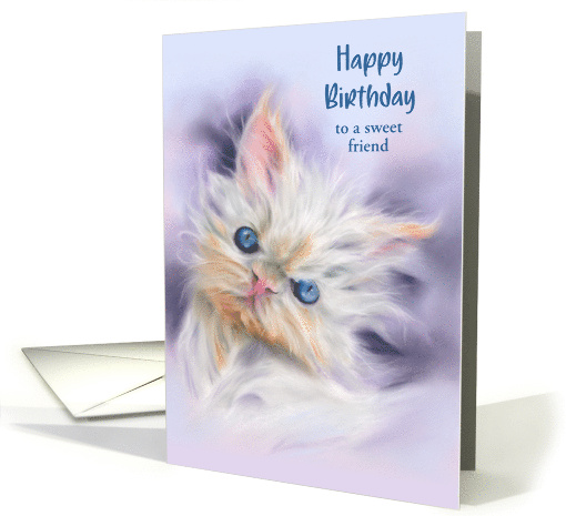 Birthday Friend Cute Persian Kitten with Blue Eyes Personalized card