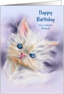 Birthday Friend Cute Persian Kitten with Blue Eyes Personalized card