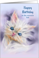 Birthday for Child Cute Persian Kitten with Blue Eyes Custom card